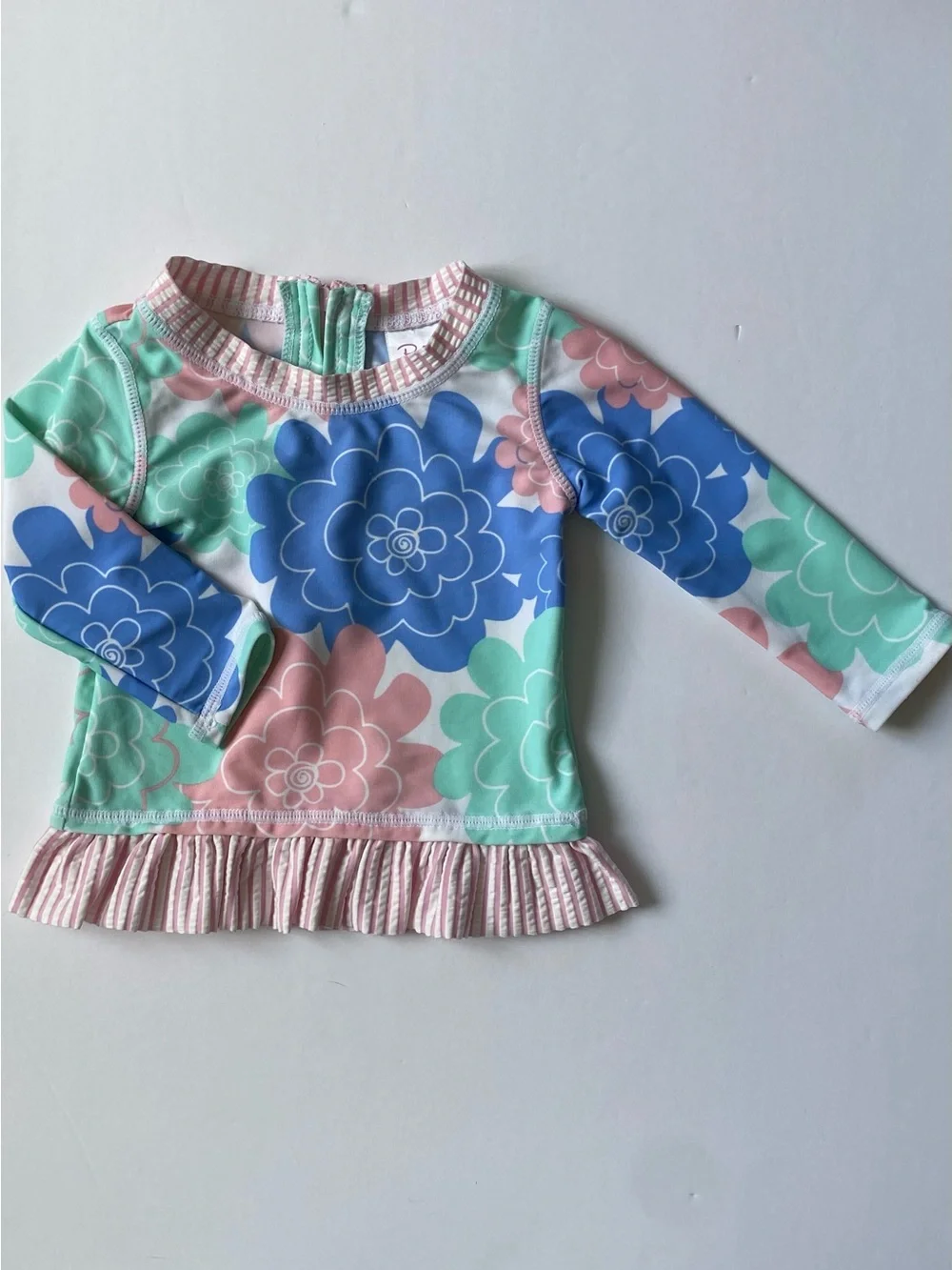 Ruffle Butts Shirt Girl's Size 6 12 Months Baby Girls floral fabric work pink